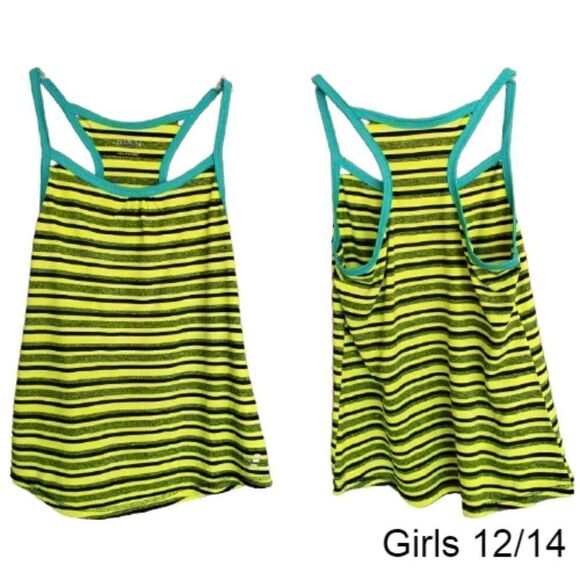 Girls Tank Top Large Black Striped Racerback Tank Top Large Clearance - Picture 1 of 6